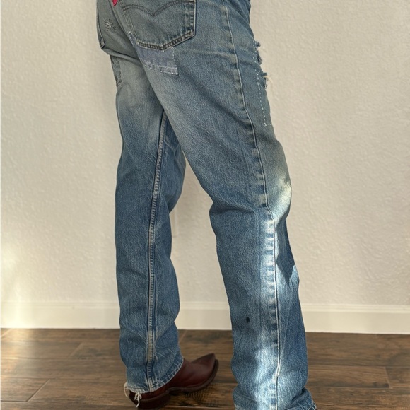 Wabi Sabi /kentsugi Repaired vintage Levi’s 501 Denim Jeans 36x32 USA 80’s - Picture 11 of 15